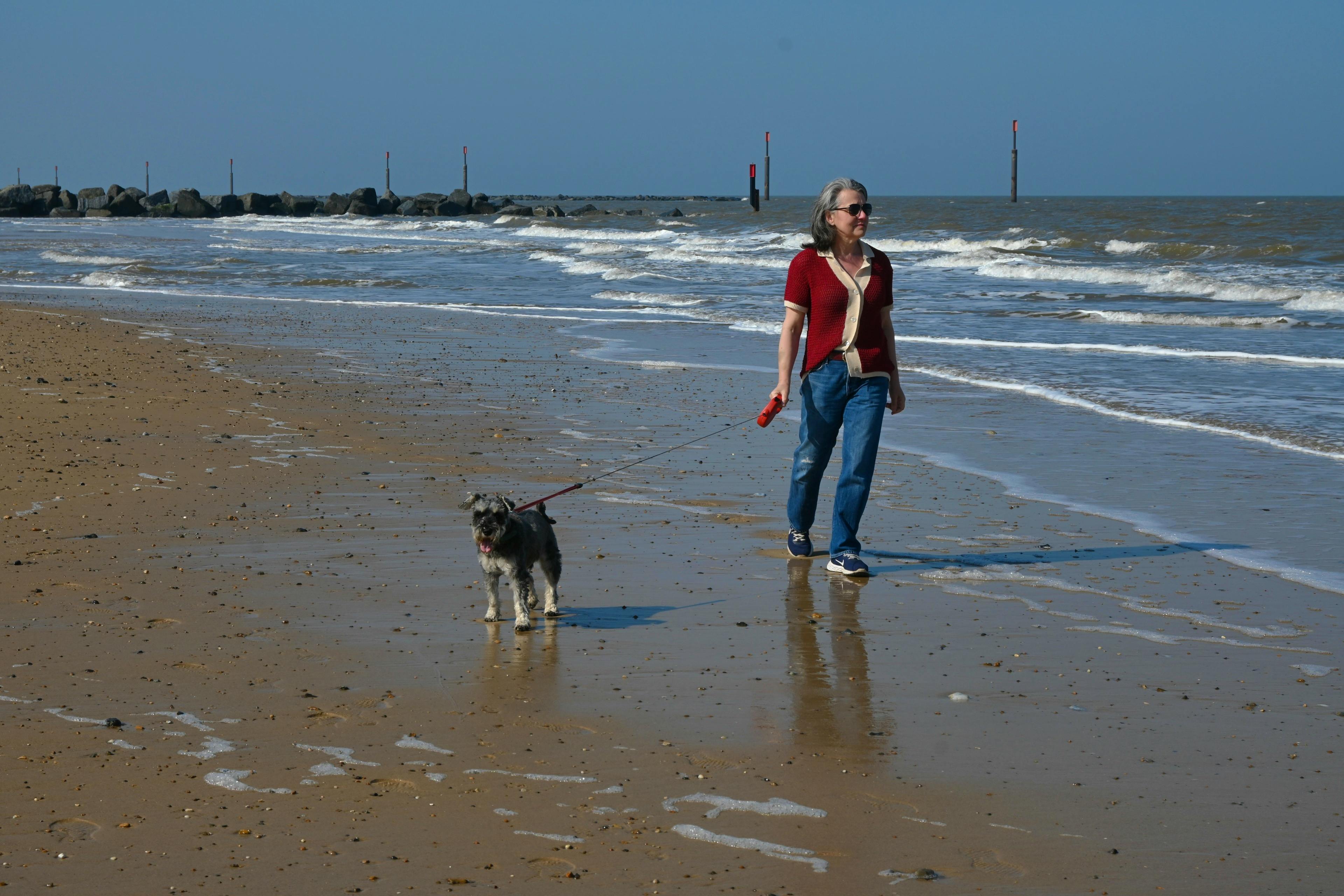 Strolling with Dog on Waxham Beach