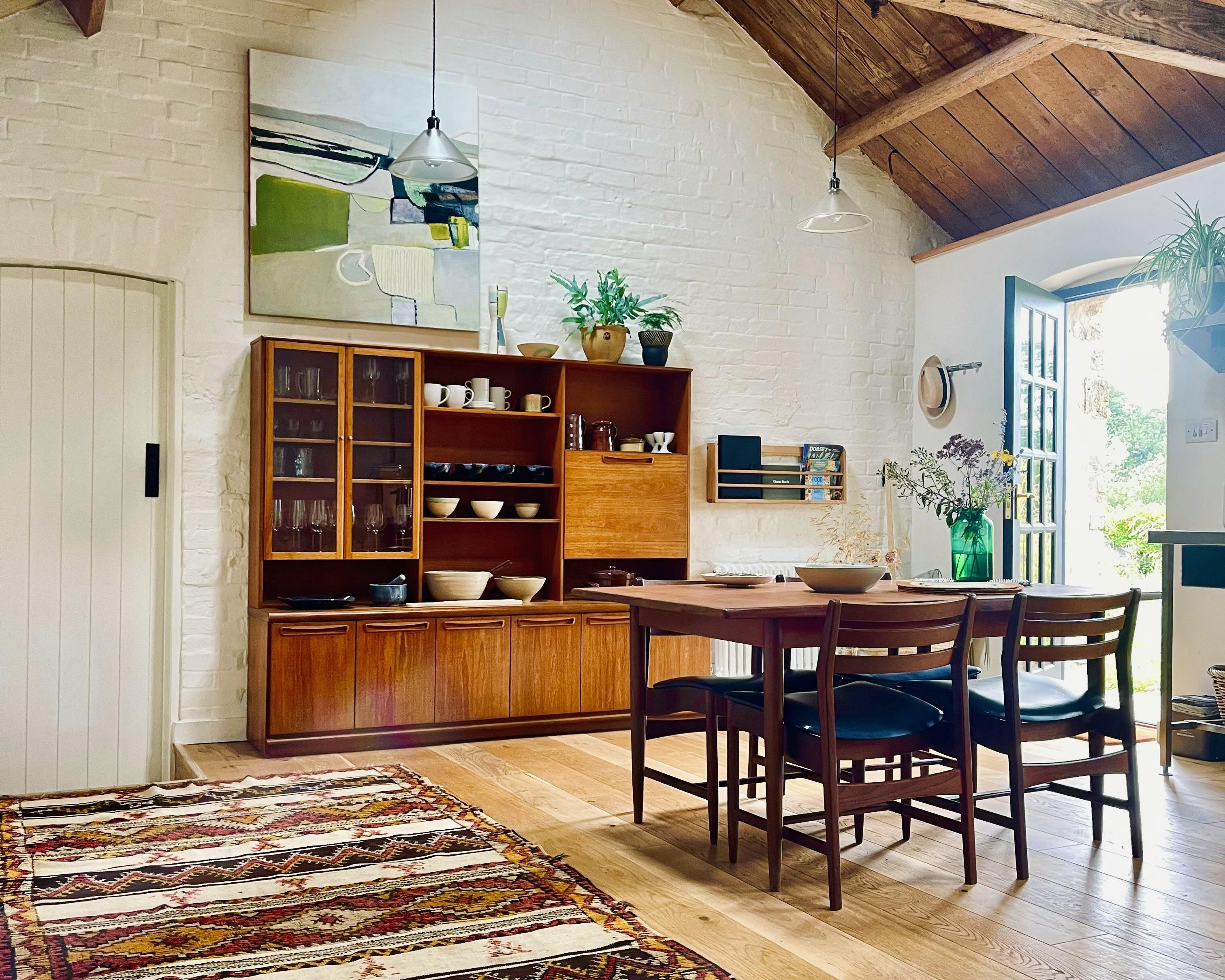 Midcentury pieces and Berber rug