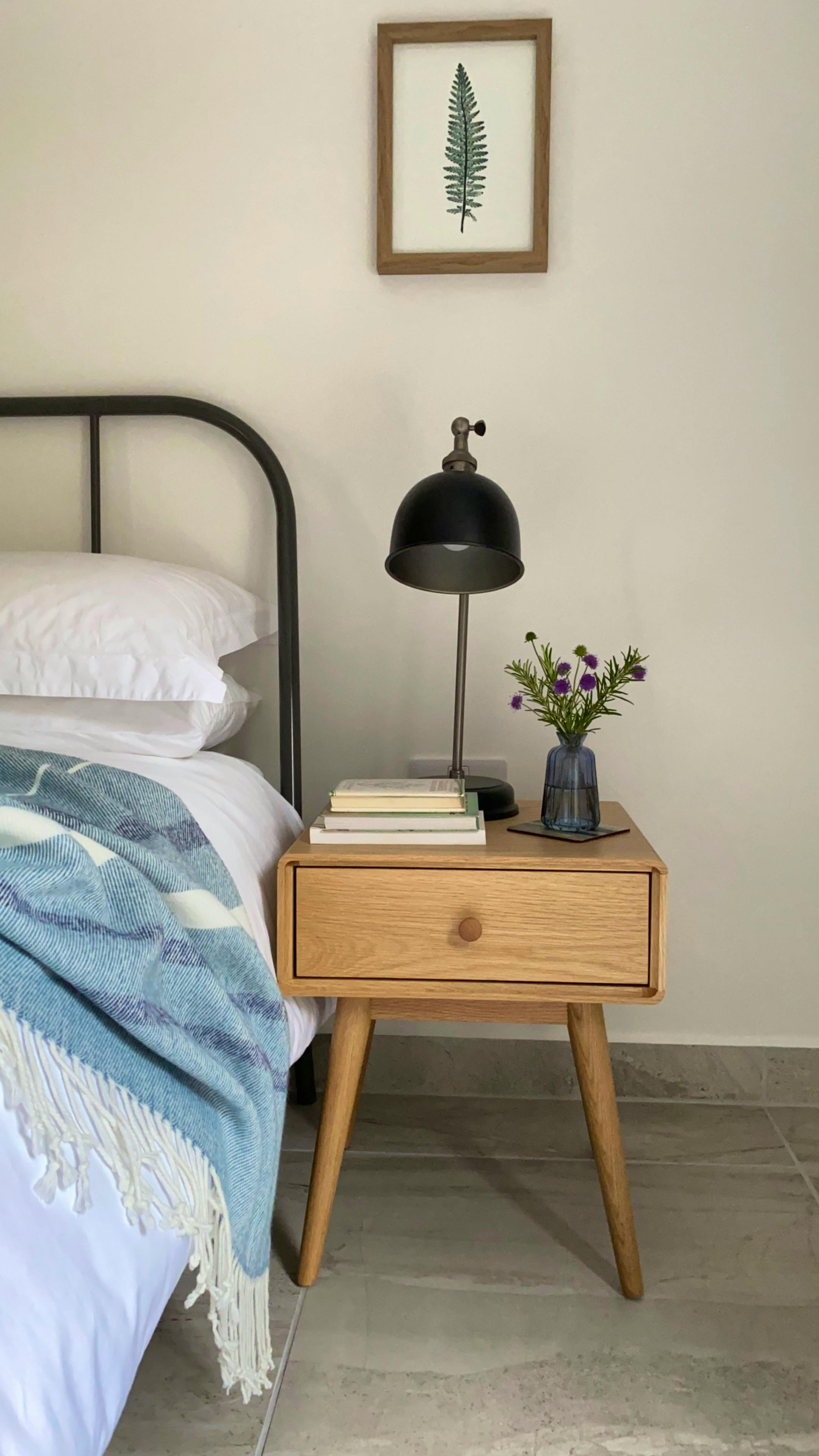 Bedside table and reading lamp