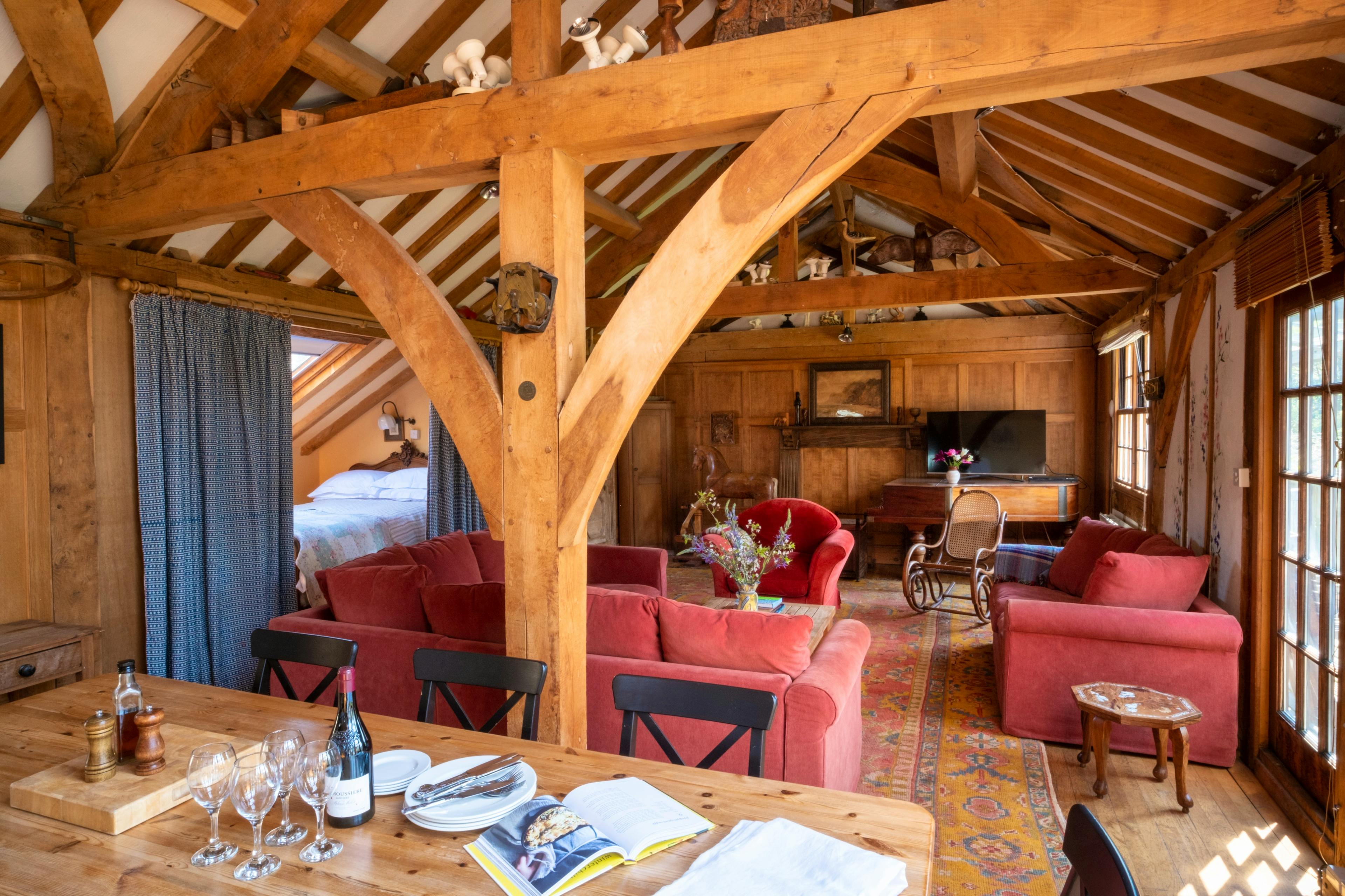 The large open sitting/dining room 