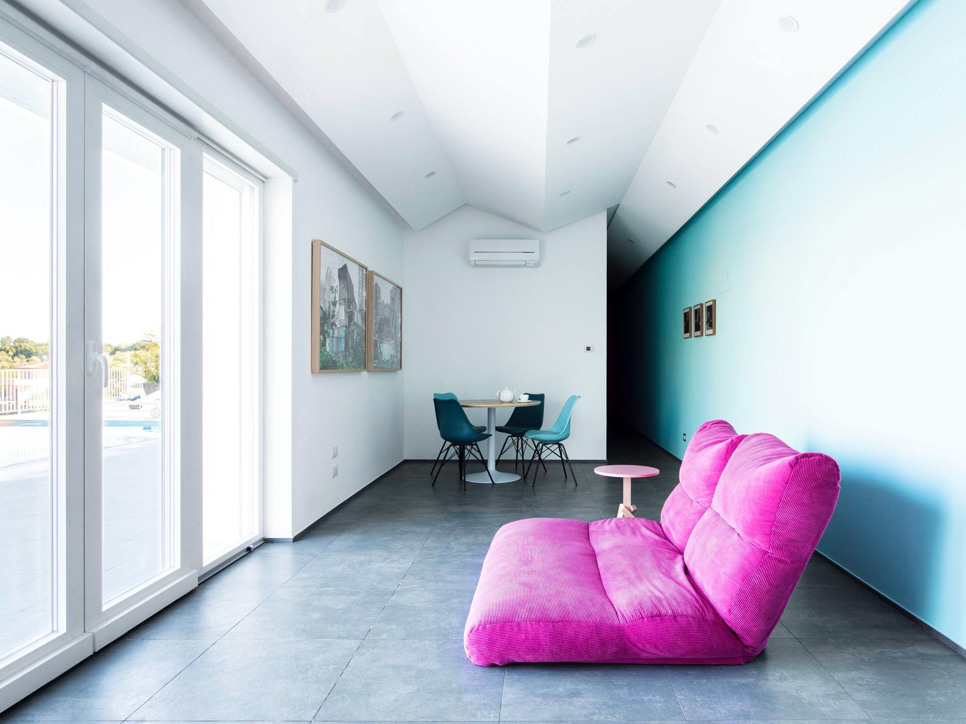 Indoor lounge area, pool level