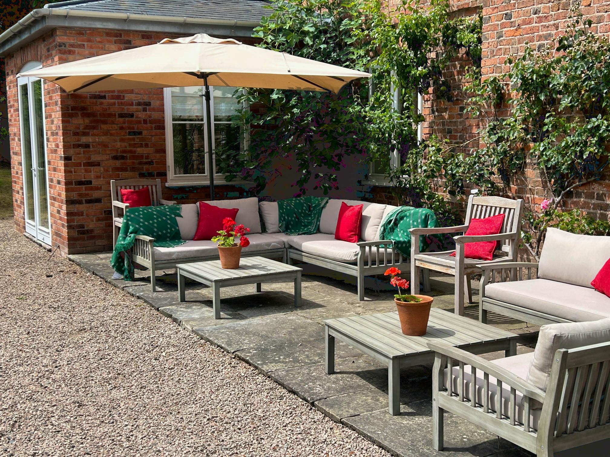 South facing terrace with soft seat