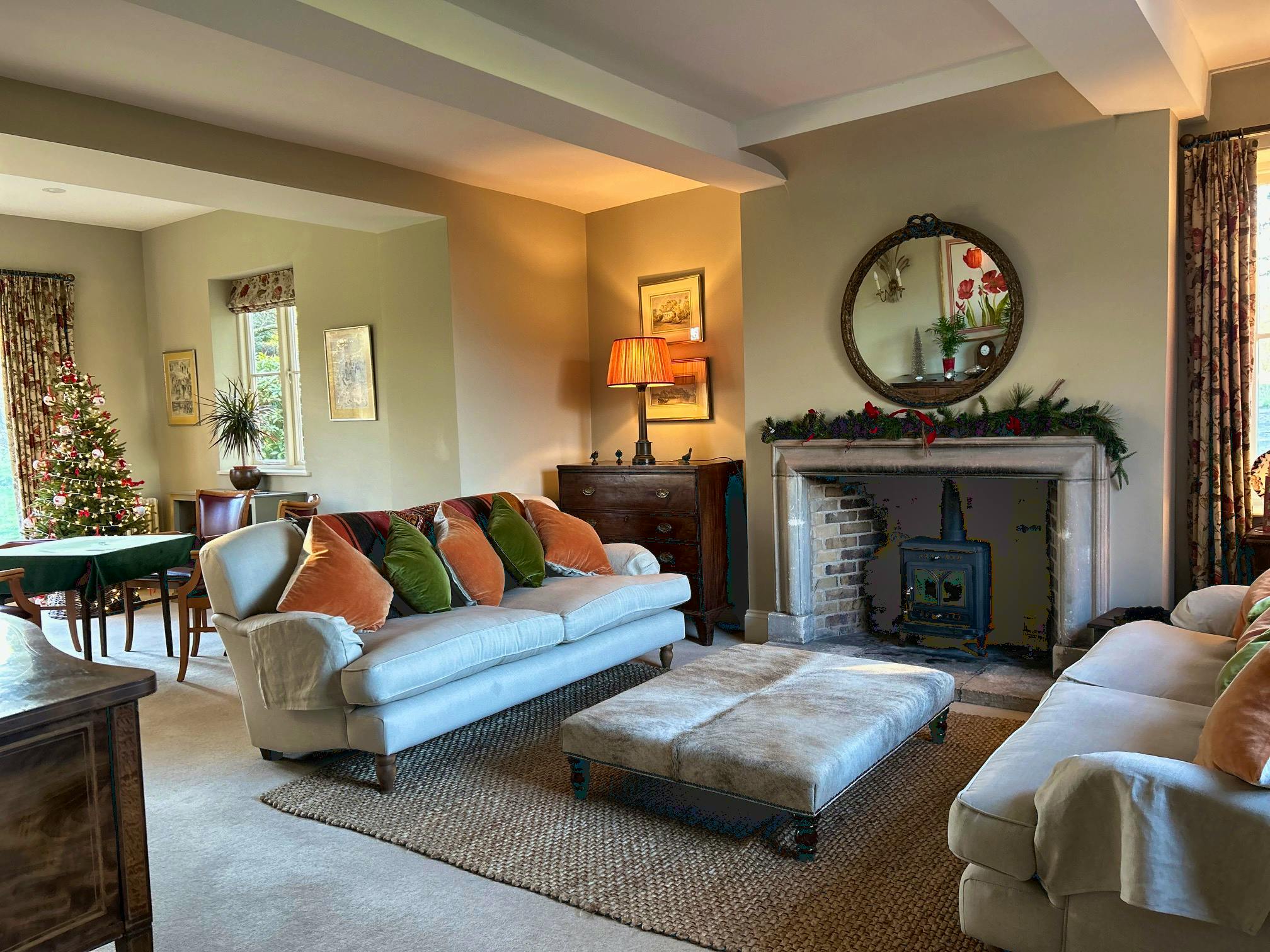 The drawing room at Christmas time