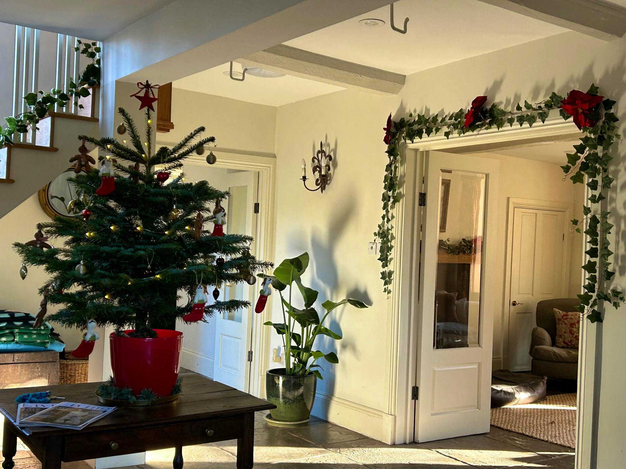 Christmas decorations in the hall