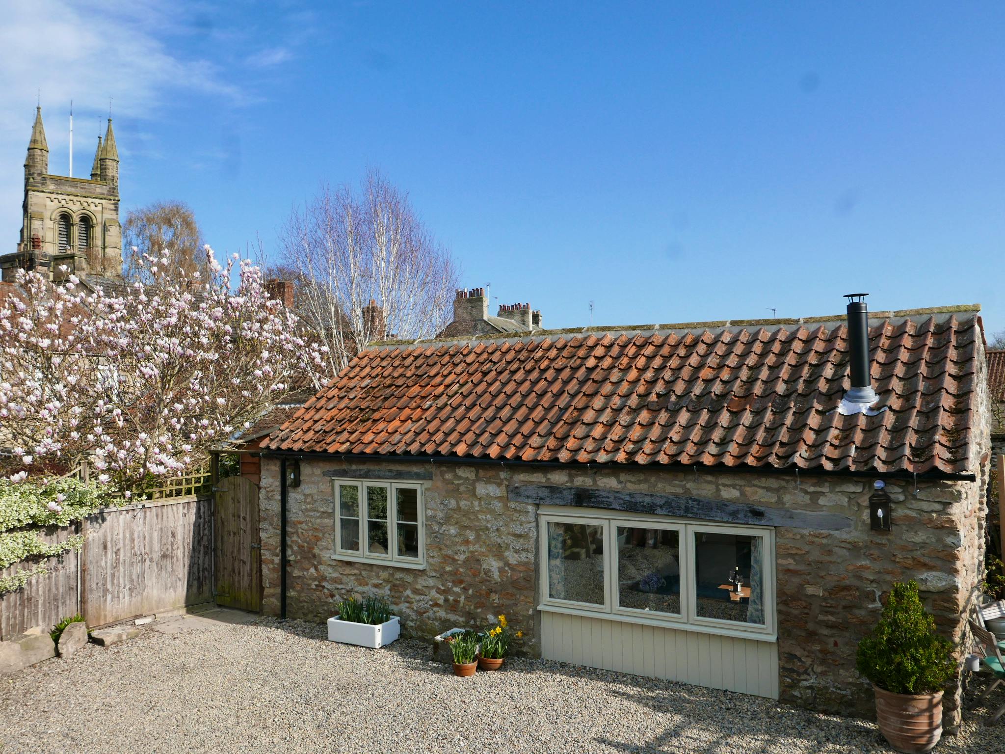 Looking towards the church spire