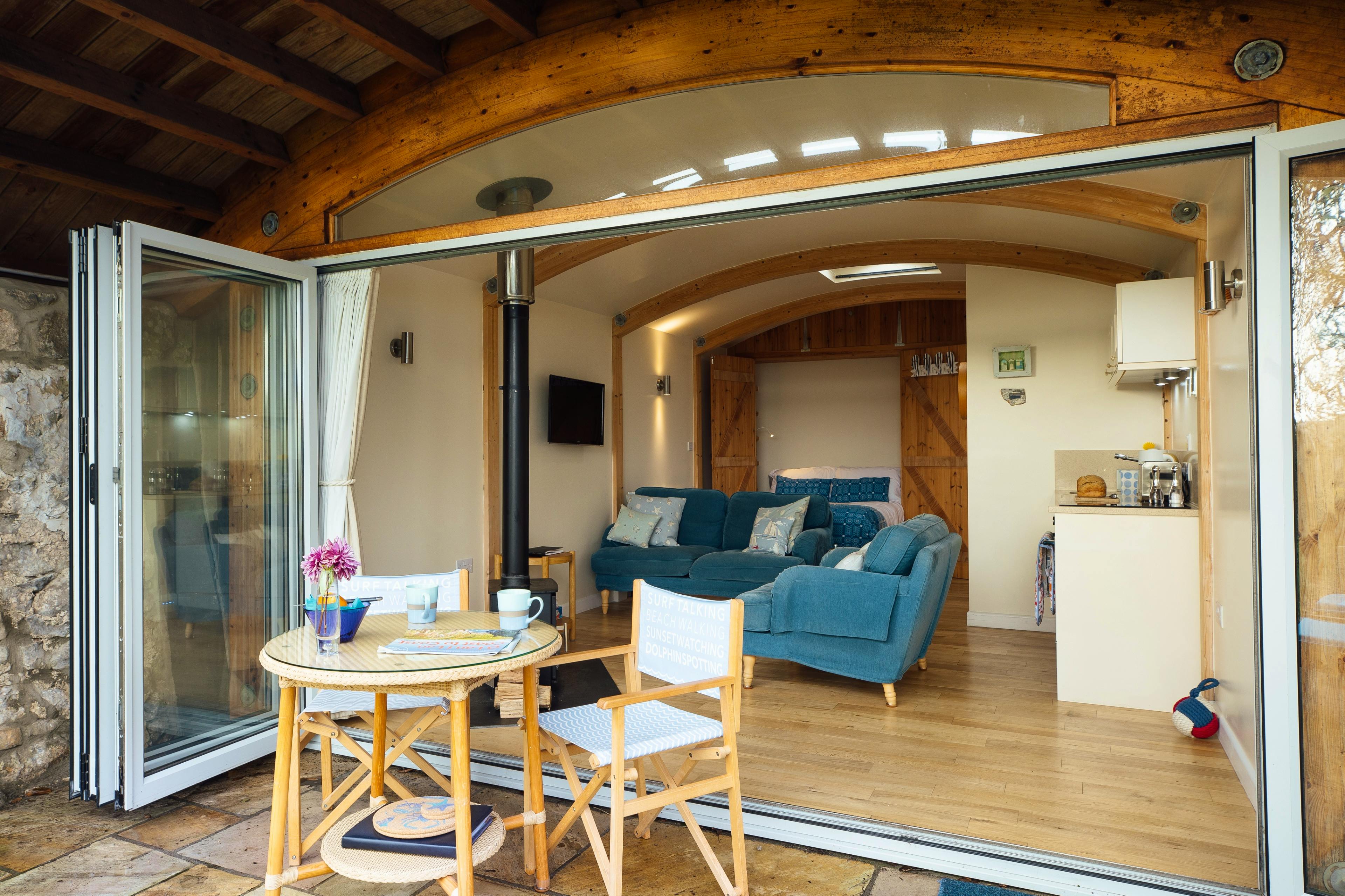 The patio & interior of the studio