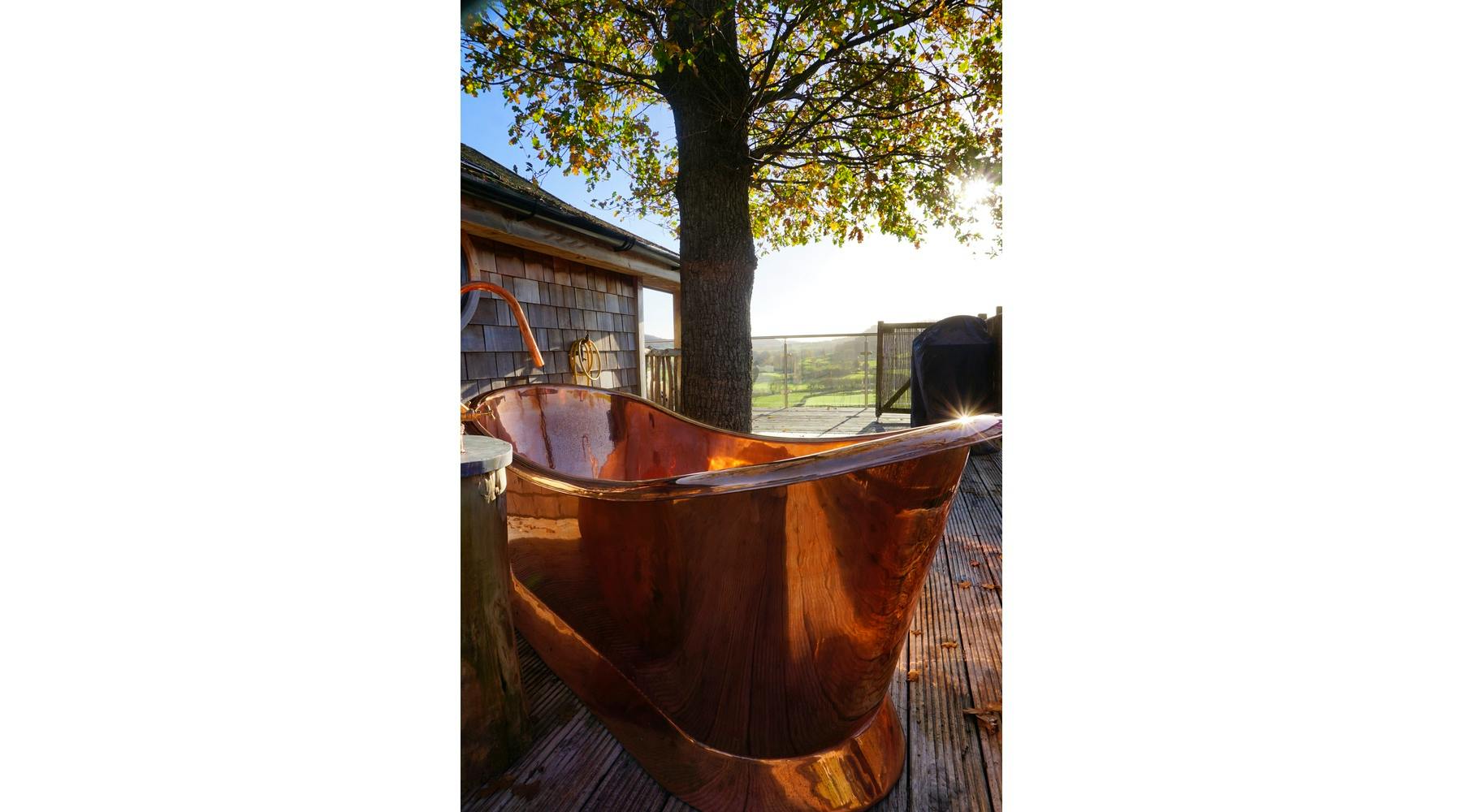 Outside Copper bath with view