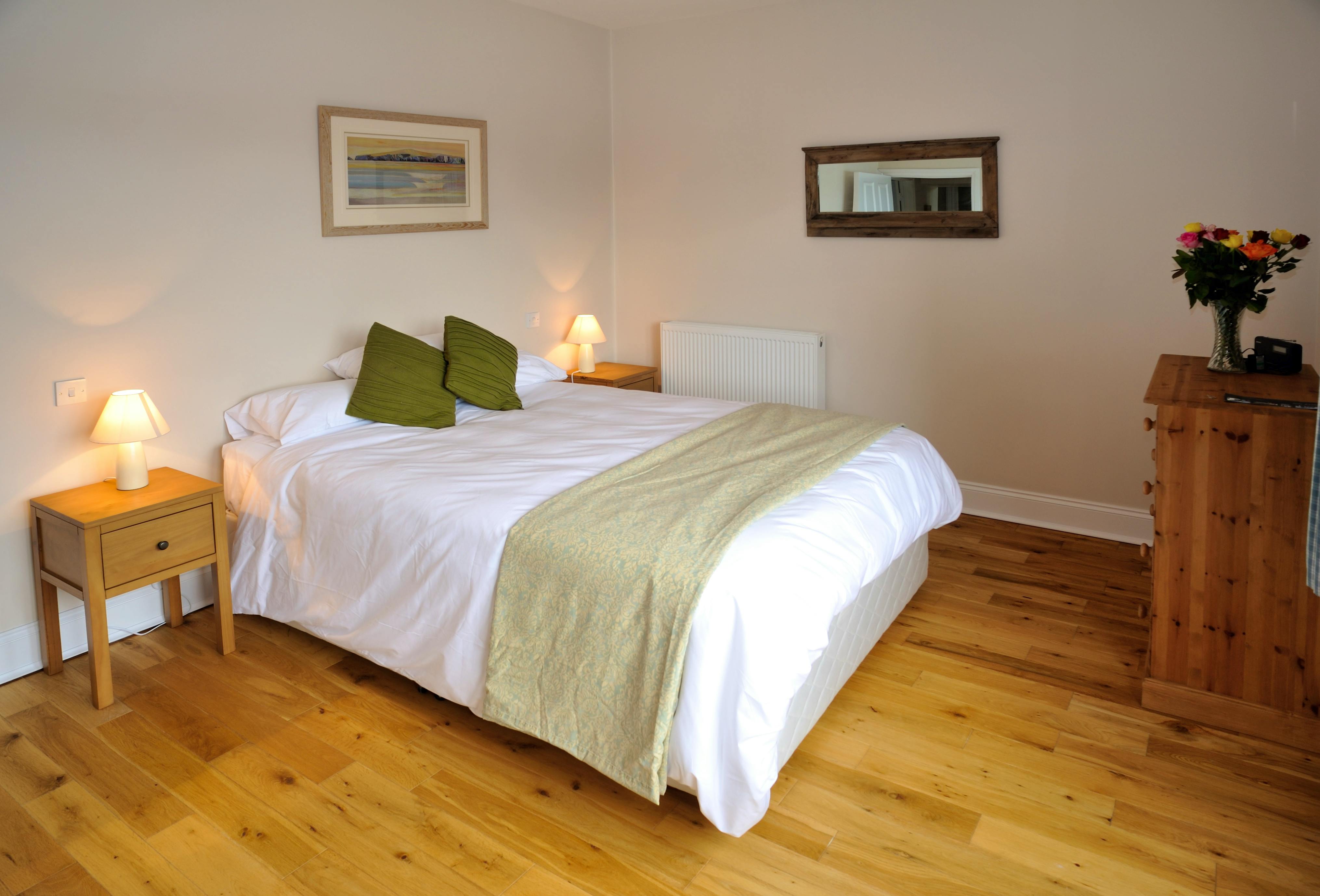 En suite bedroom at rear of house overlooking the tidal estuary of the River Teifi