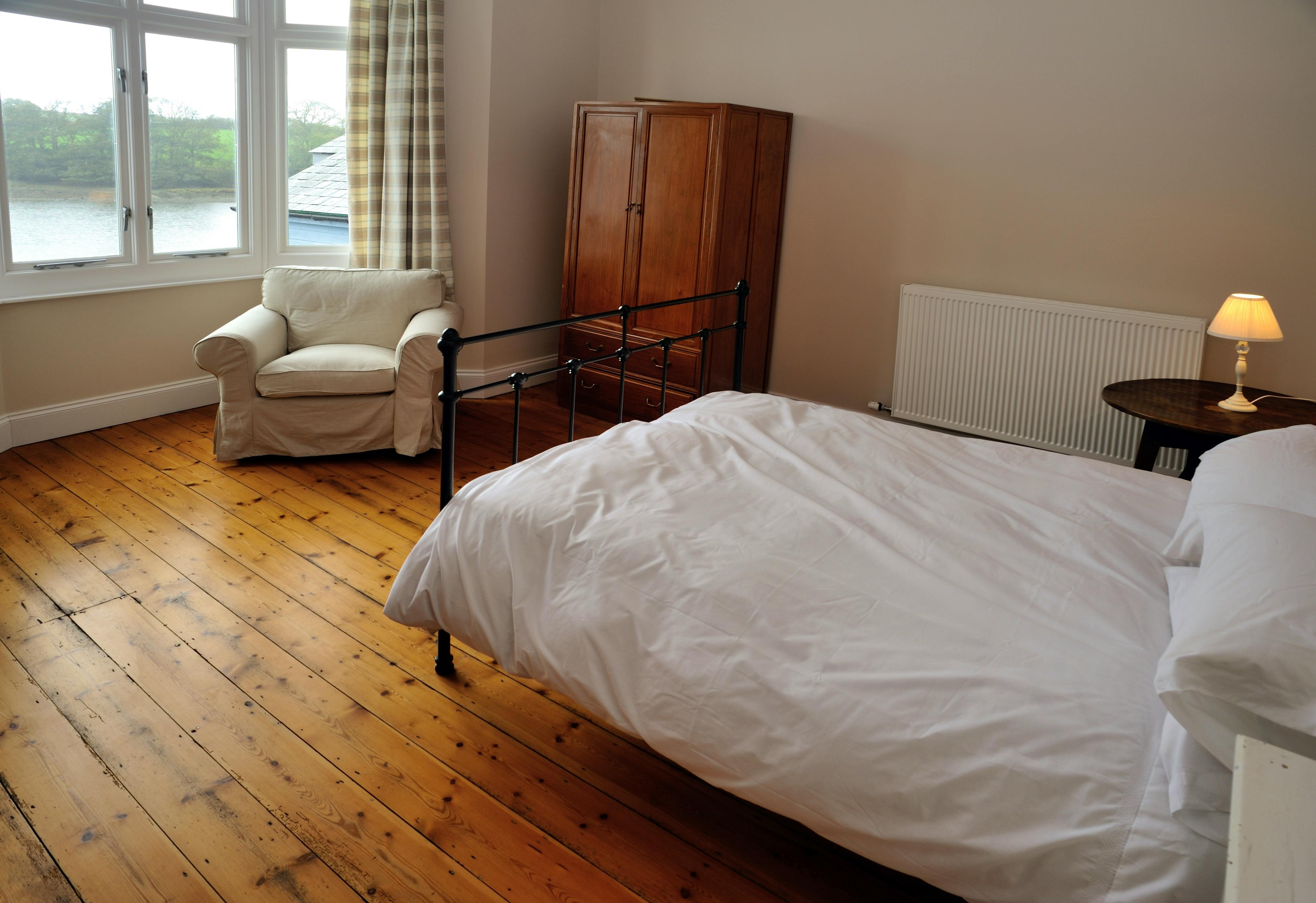 Master double bedroom with bay window overlooking the tidal estuary of the Teifi
