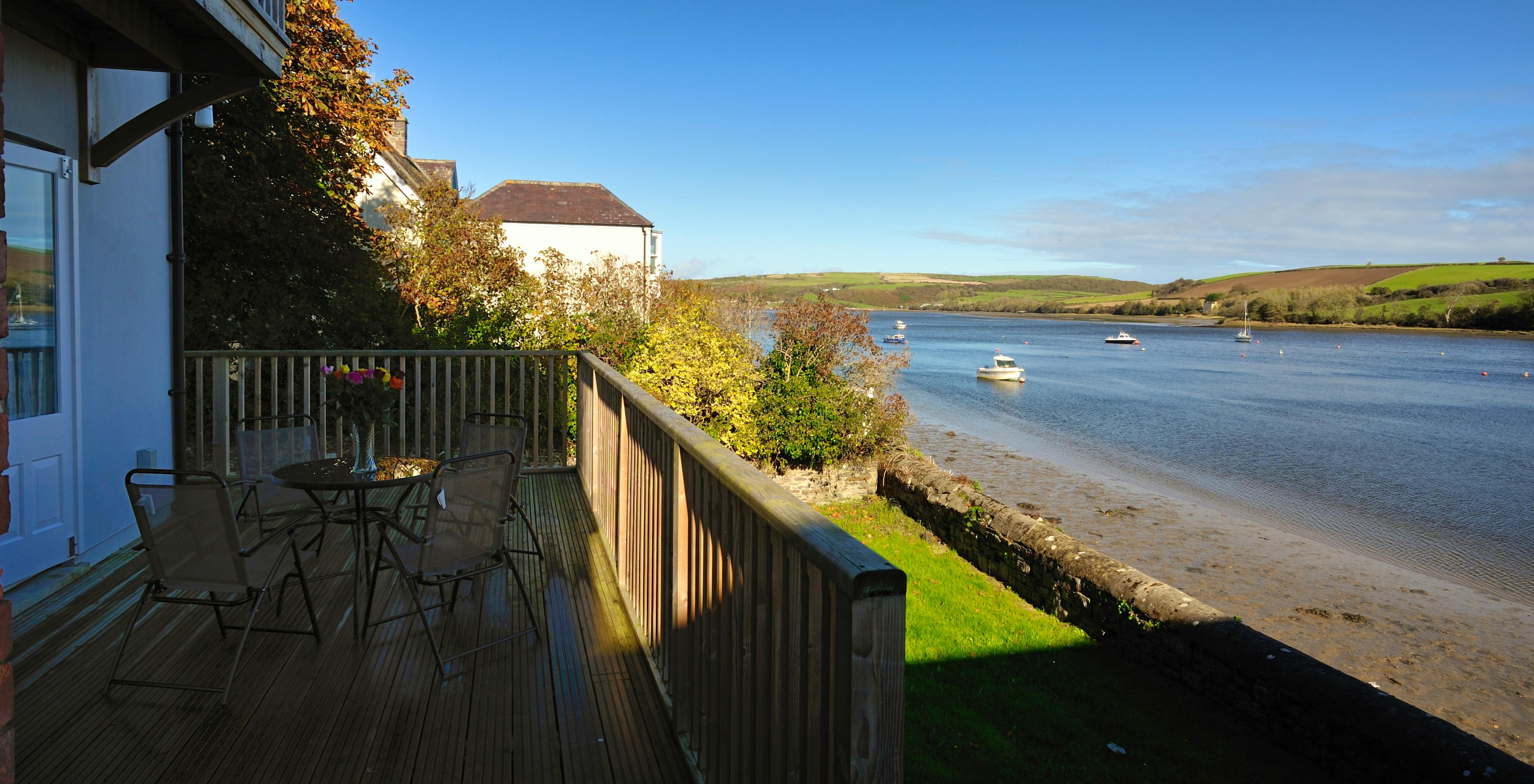 The rear of the house and the views across the tidal estuary of the River Teifi