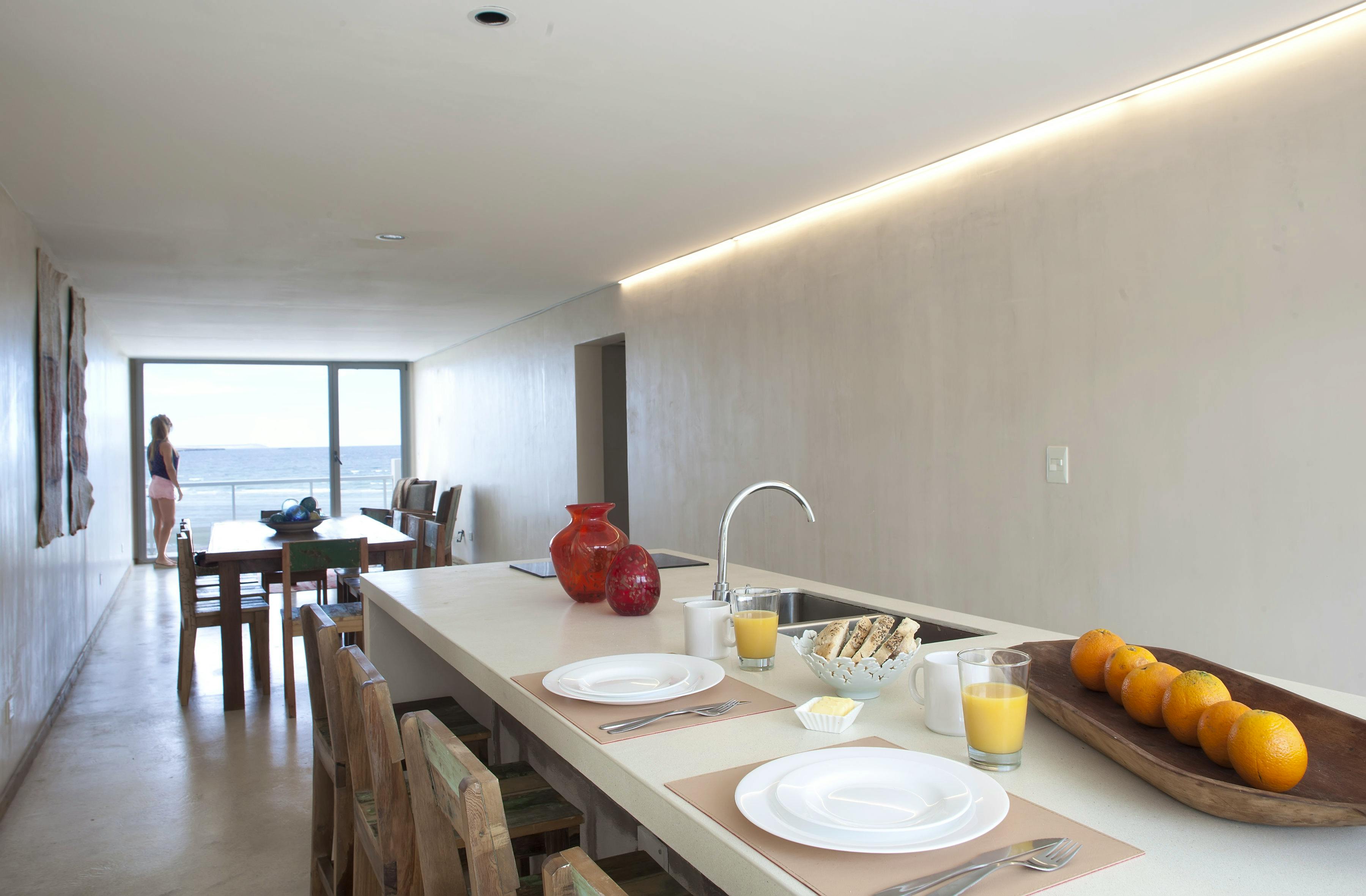 Penthouse kitchen, dining, views