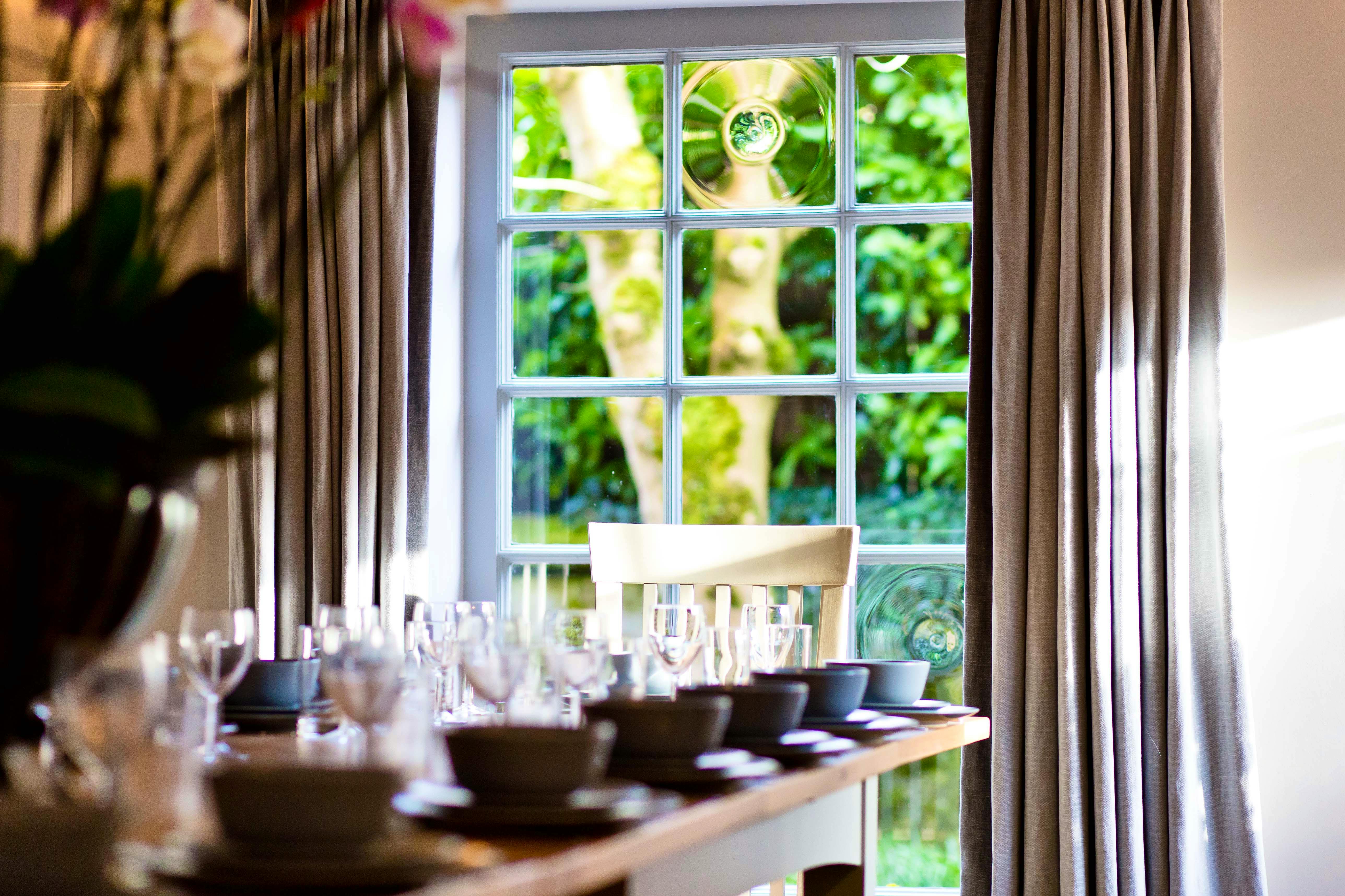 Dining room with view of garden