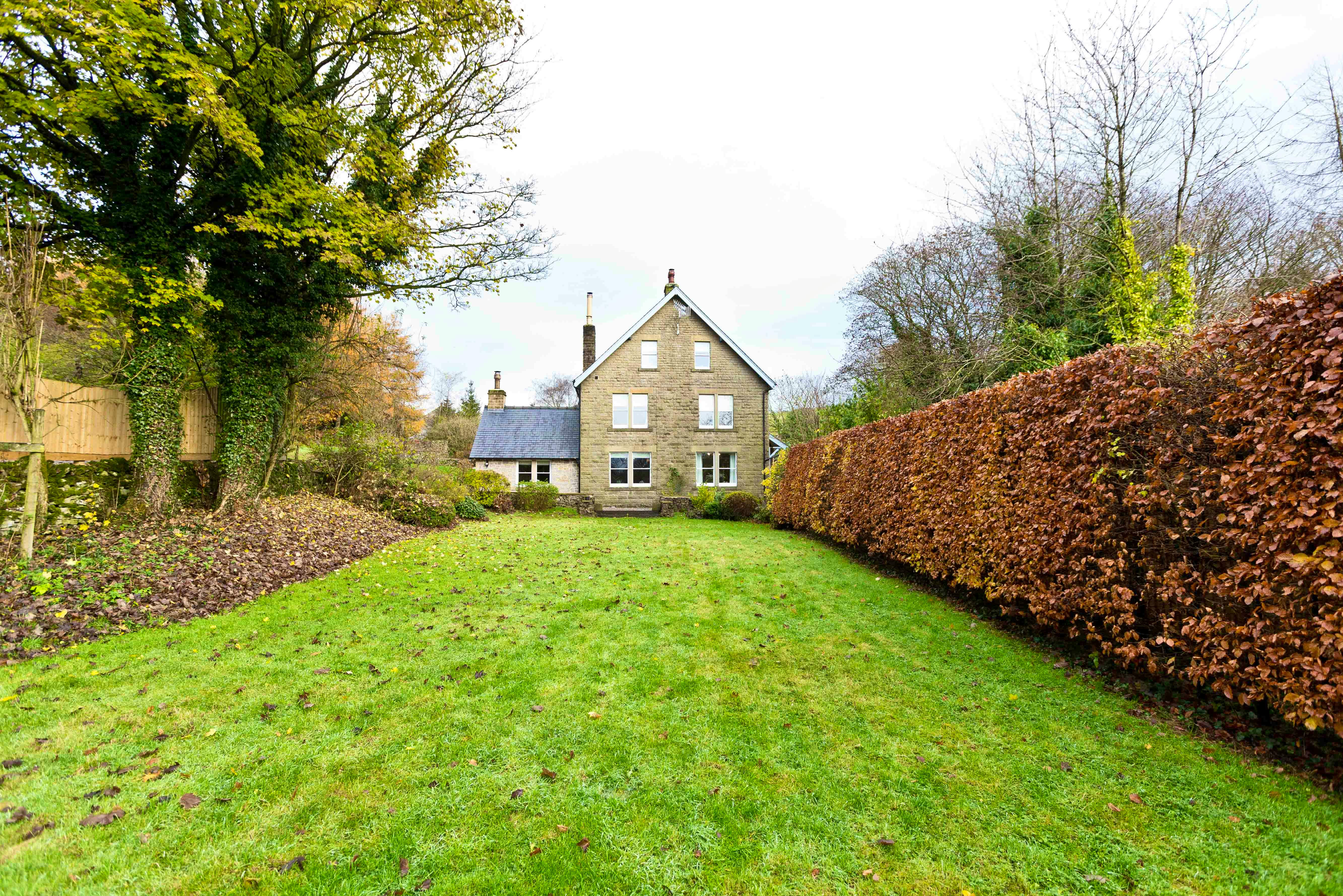 Lawned garden to the side of house