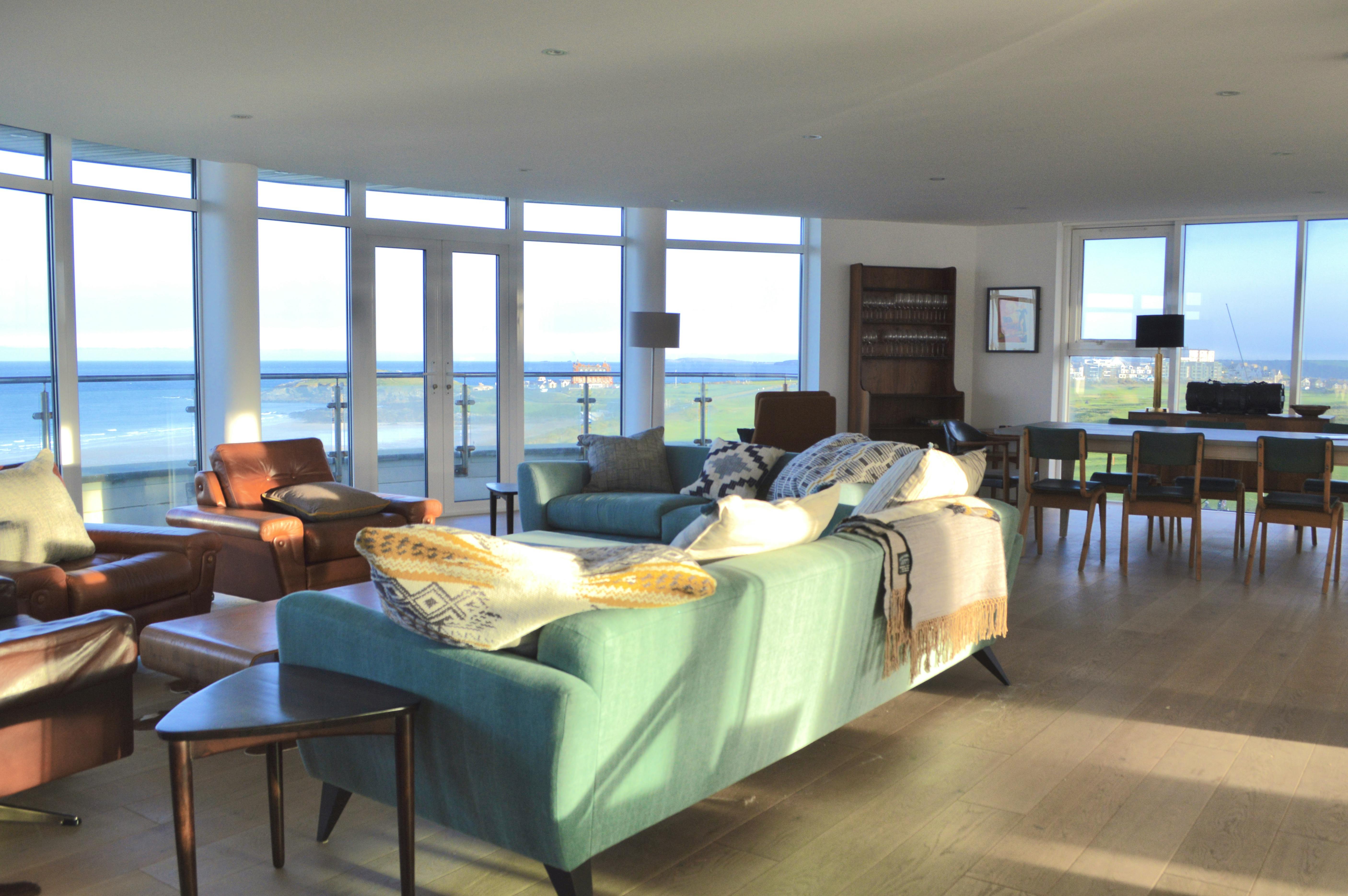 circular living area flooded with light