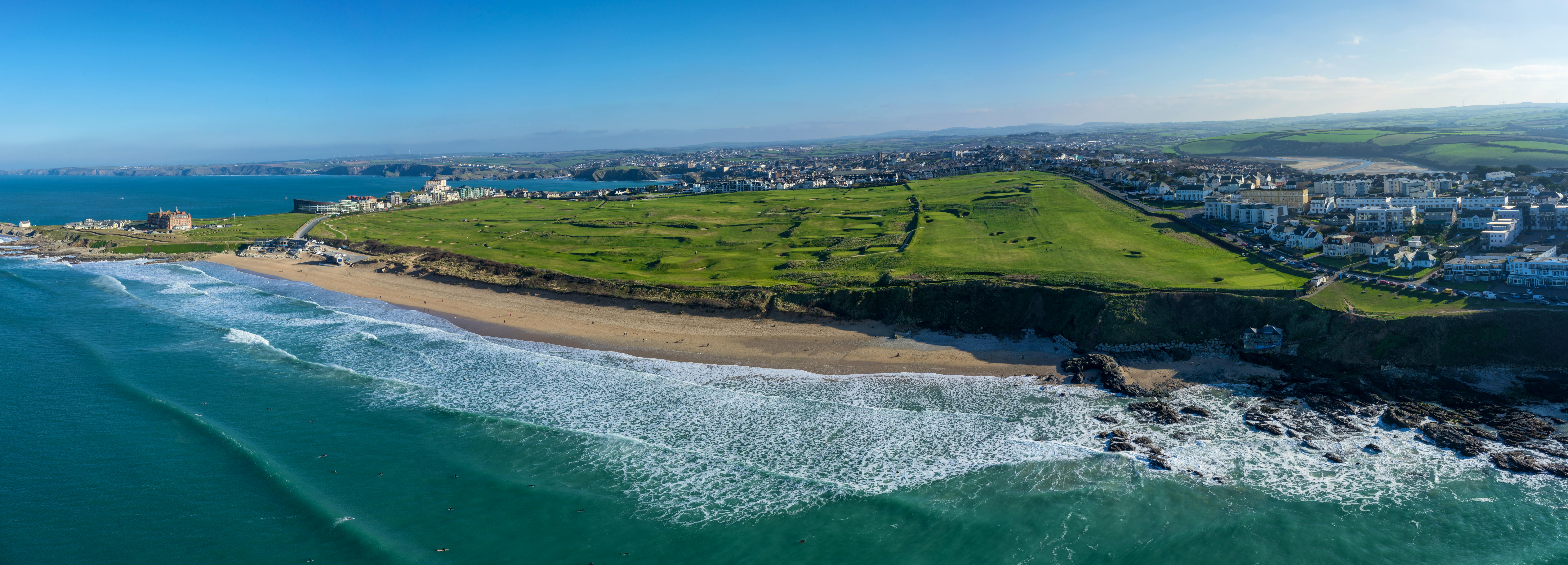 Fistral Beach - Pentire Penthouse is visible on RHside