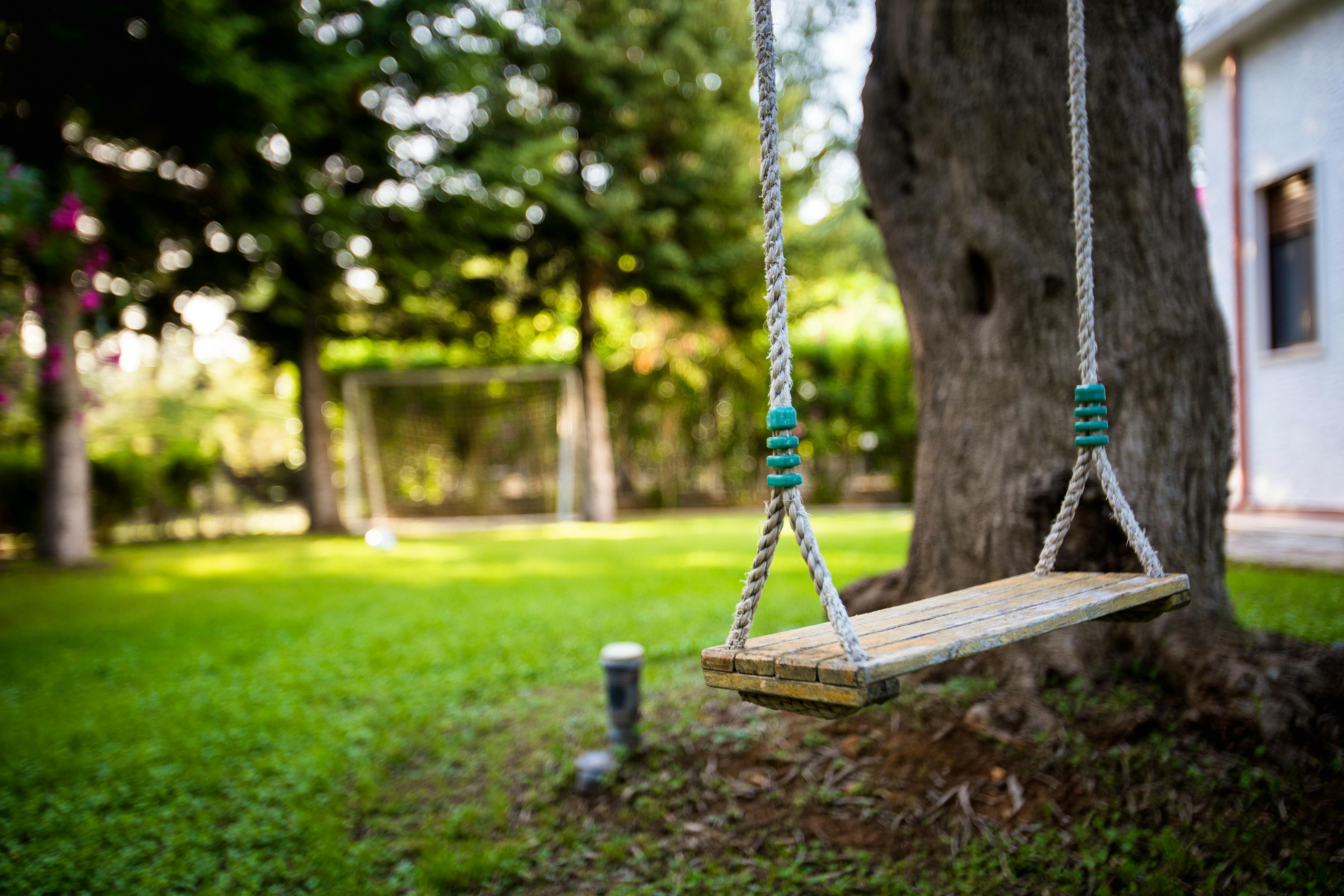 One of our gardens with football foal and swing.