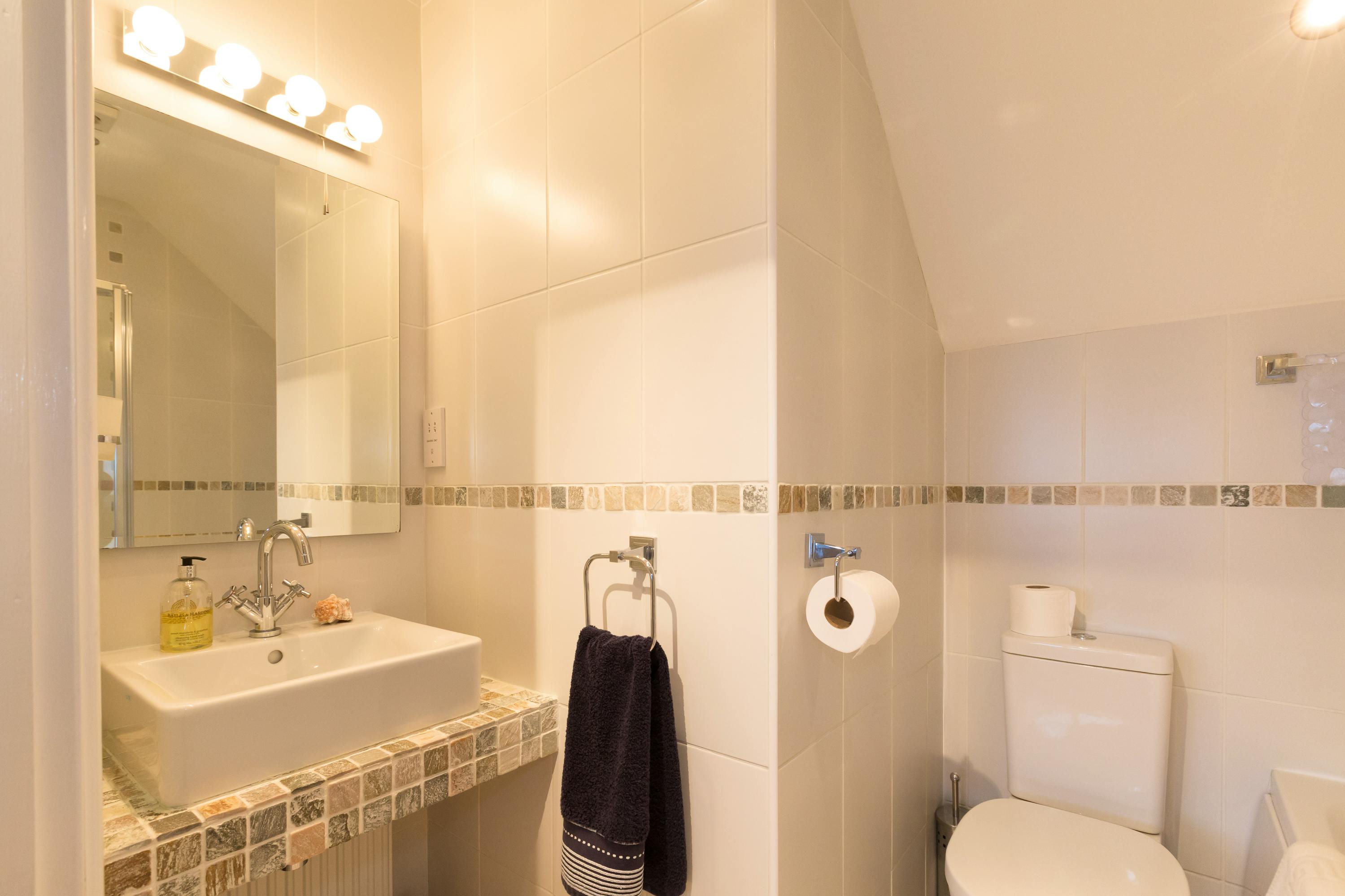 Bathroom with shower over bath