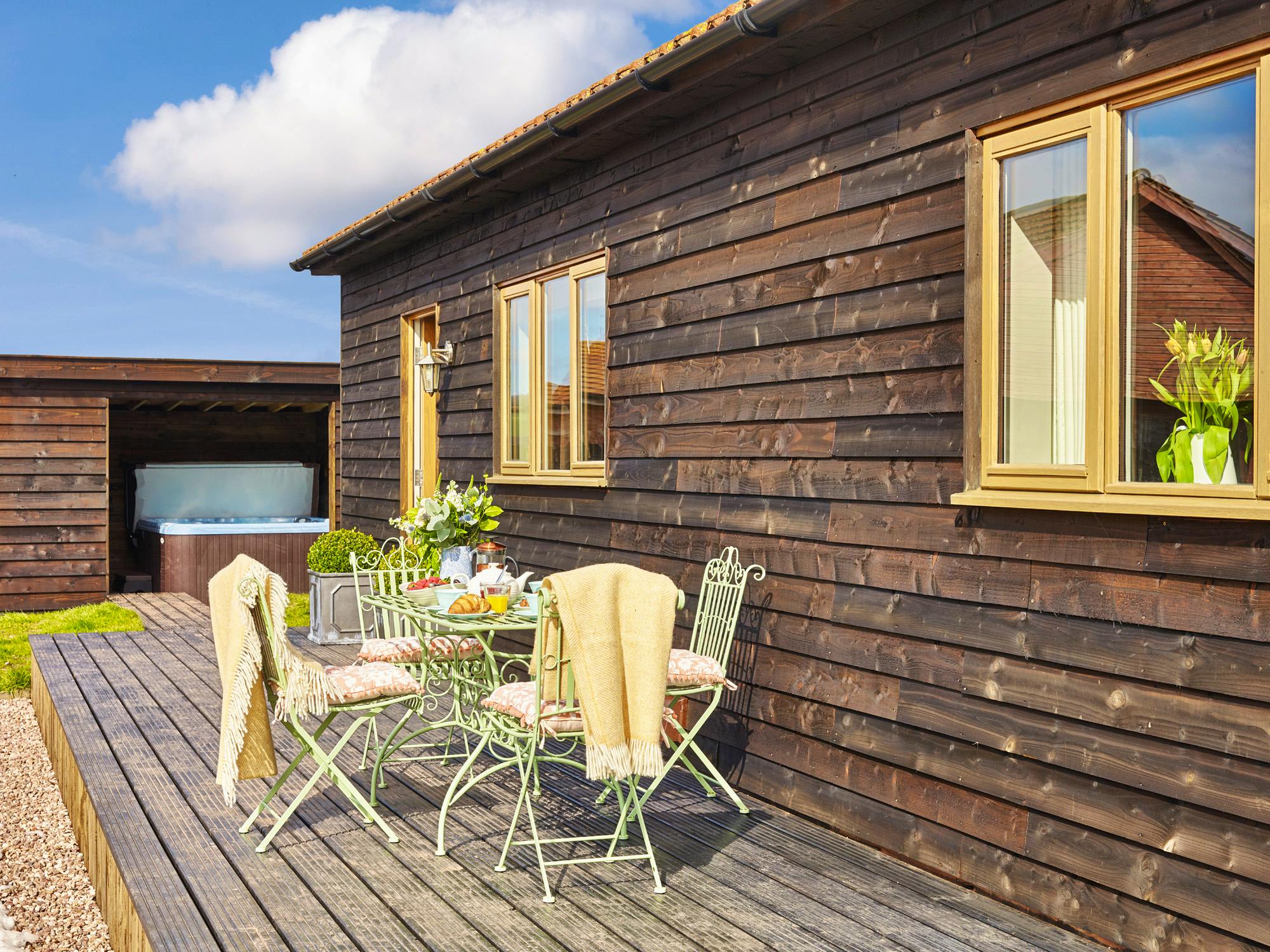 Hot tub building from the terrace
