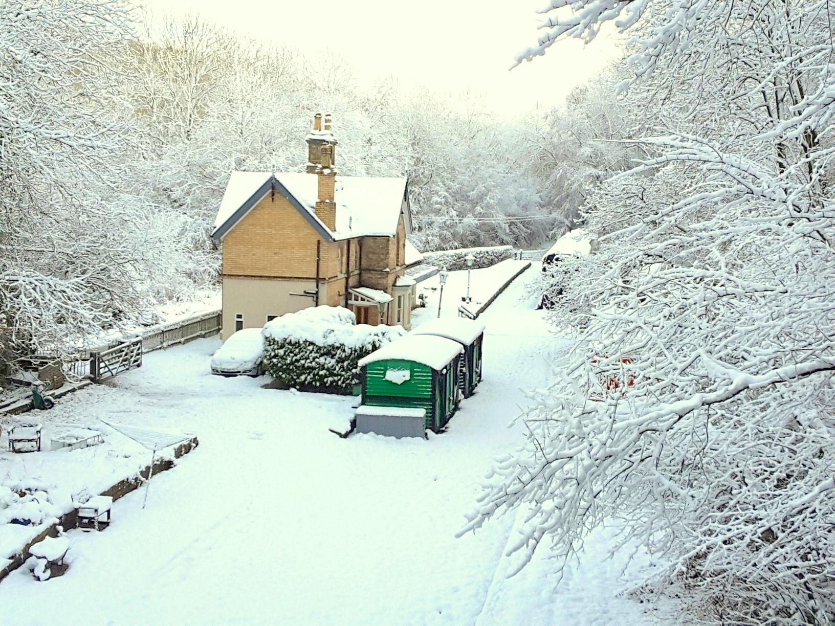 ext. 13 station house viewed to Sweney bridge in winter