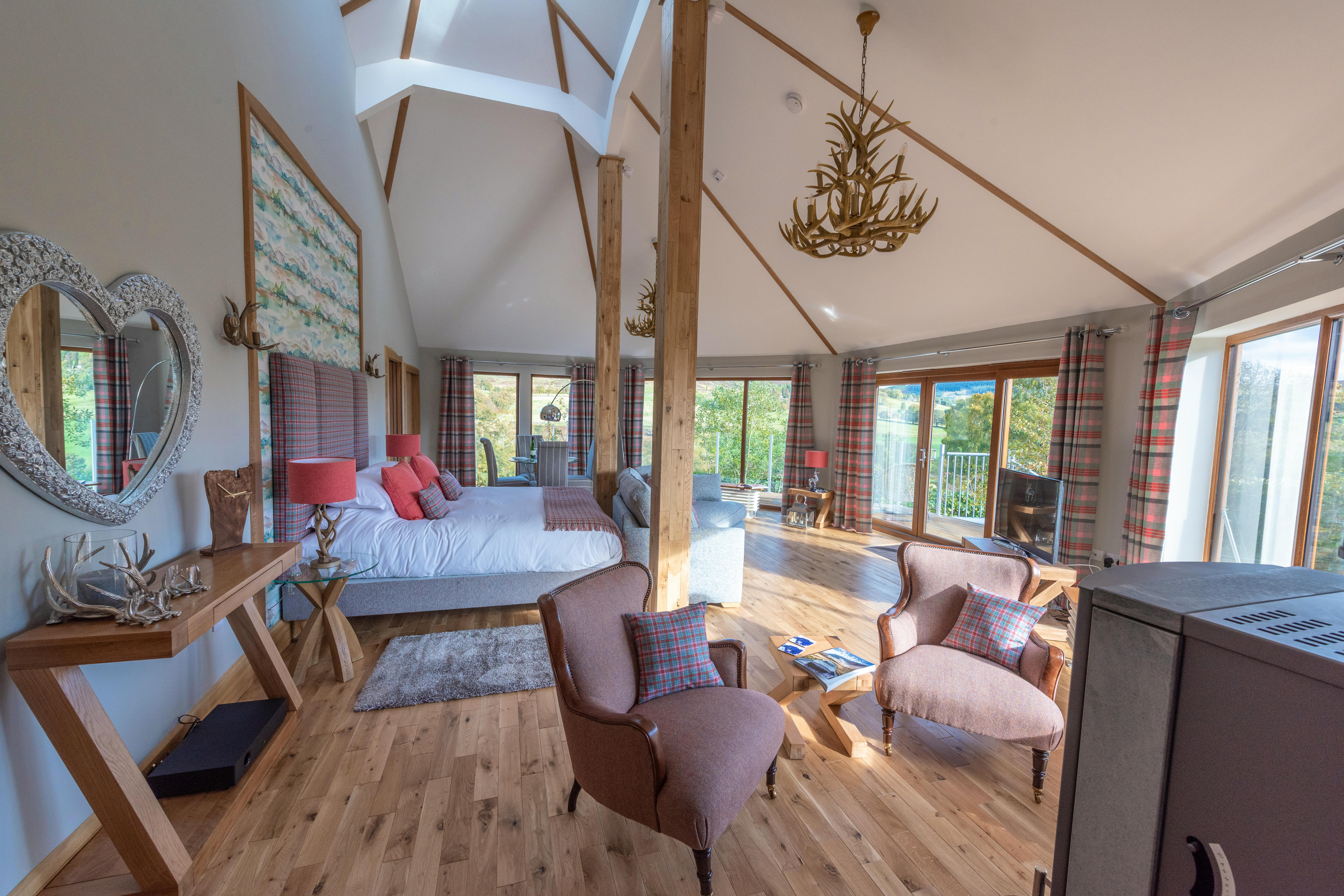 Silver Birch Treehouse - Open-plan living space