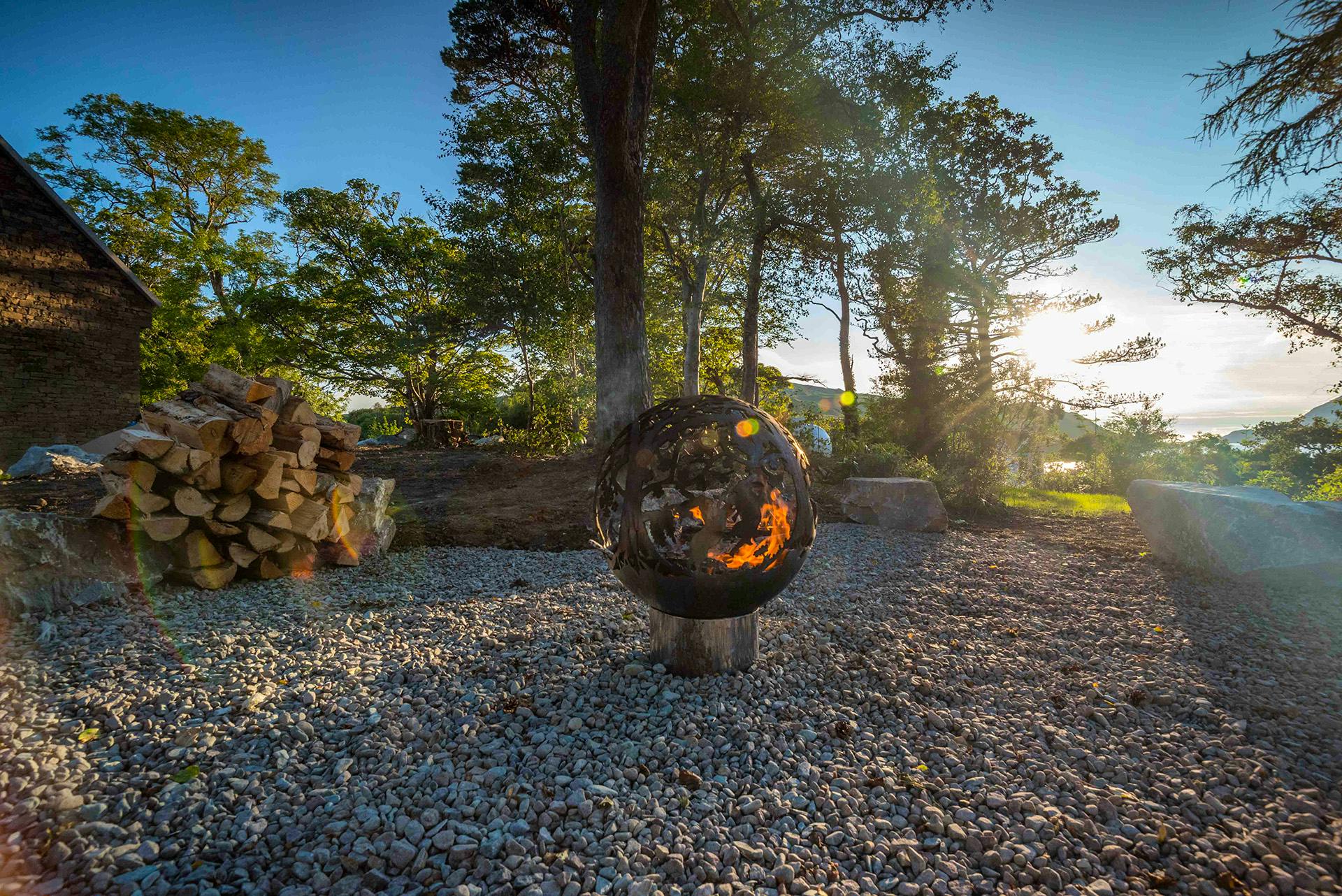 OUTDOOR FIRE PIT LOOKING DOWN THE FJORD