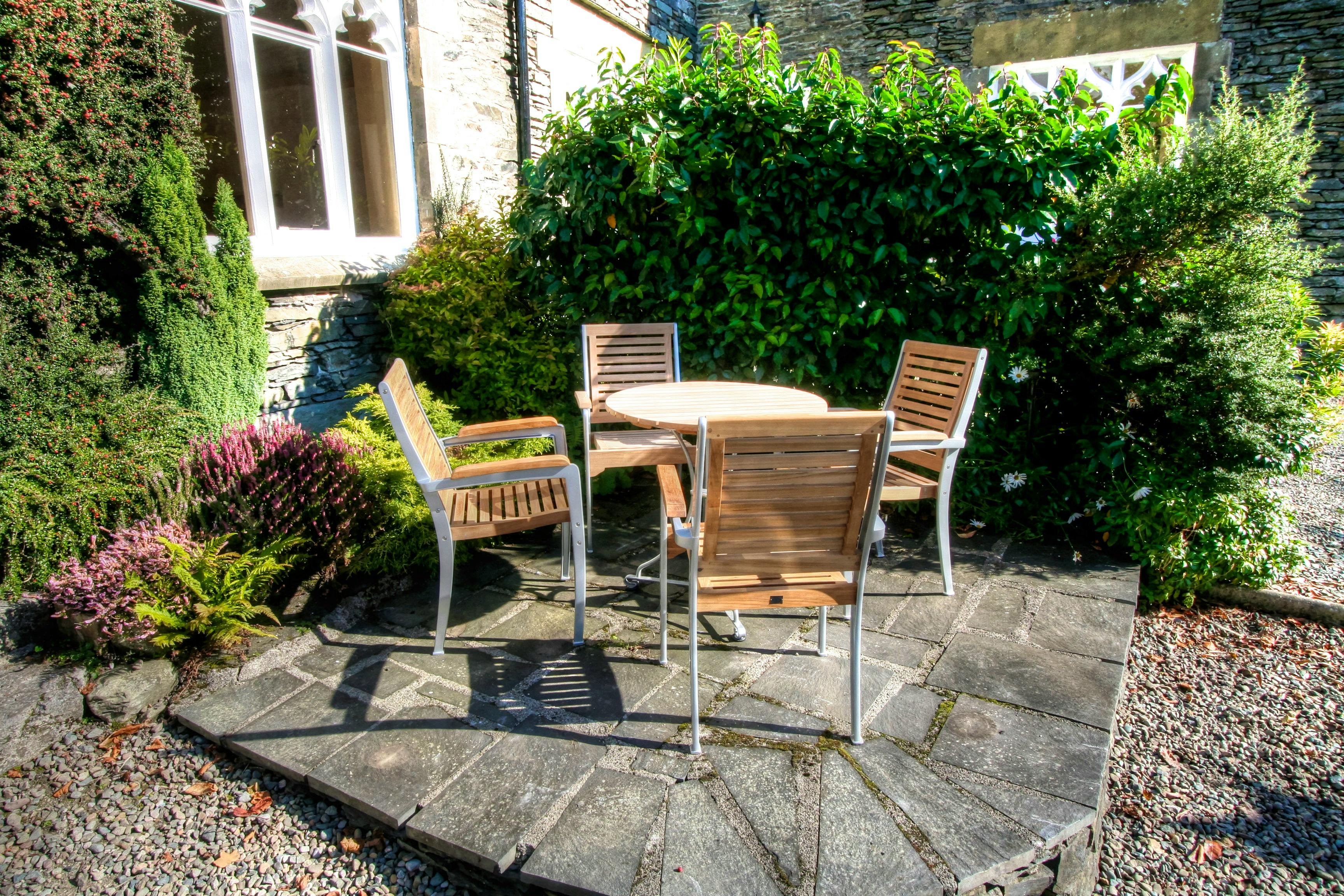 Small patio to the front of the property. 