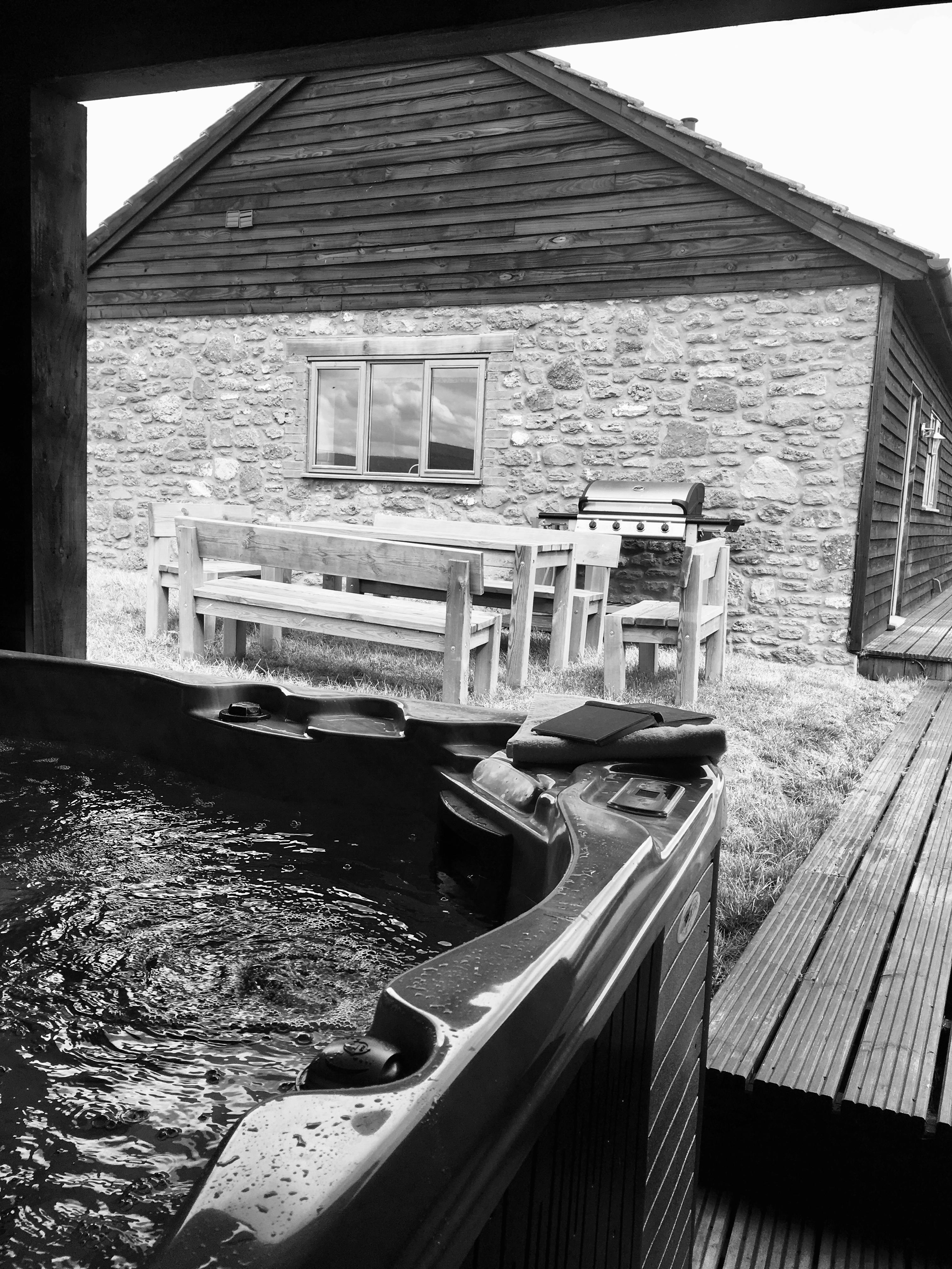 BBQ area from the hot tub 
